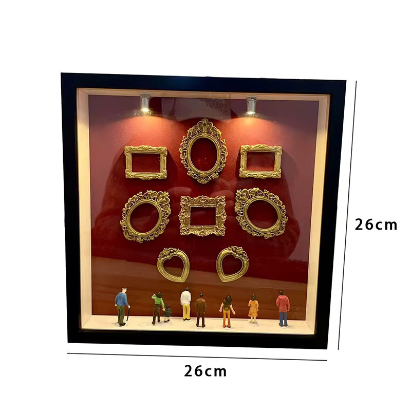 DIY Mini-Museum-Silhouettenbox als Erinnerungs-Display-Set mit Miniaturstatue und Goldrahmen in Gold und Rot - Bild 4