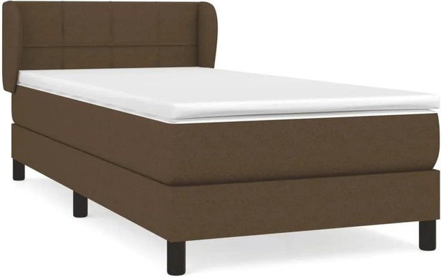 vidaXL Boxspringbett mit Matratze Dunkelbraun B/T/H: 100 x 200 cm Hybrid-Modell mit Taschenfederkern aus Lärchenholz und Stoff - Bild 1