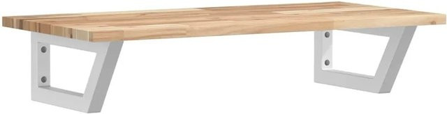 vidaXL Waschbeckenregal zur Wandmontage aus Stahl und Akazienholz in Weiß und Braun - Bild 1