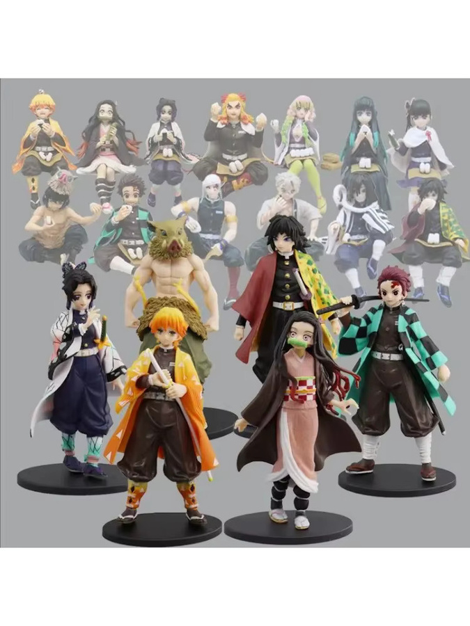 Bandai Demon Slayer Acchion Figurenset, Kamado Tanjiro Azuma Zenitsu Nezuko, PVC, Bunt / Mehrfarbig - Bild 2