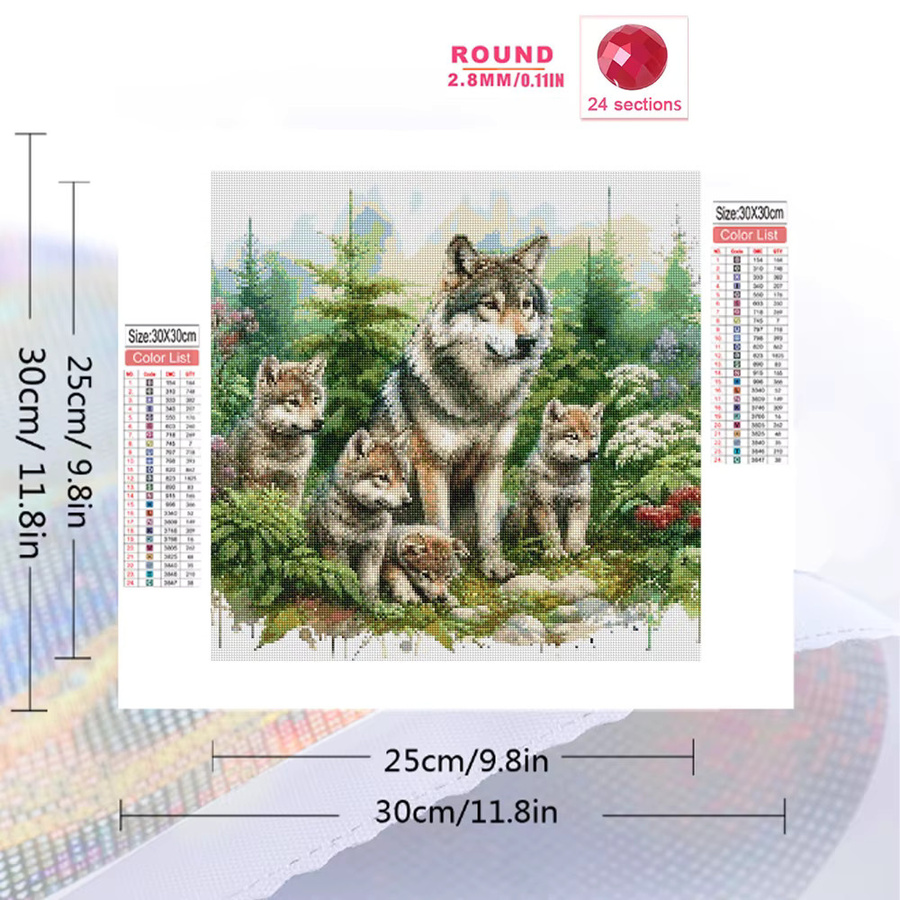 Momoart Diamantmalerei Wolf DIY Set als Strass Mosaik Bild in Multicolour, B/H: 20 x 20 cm - Bild 2