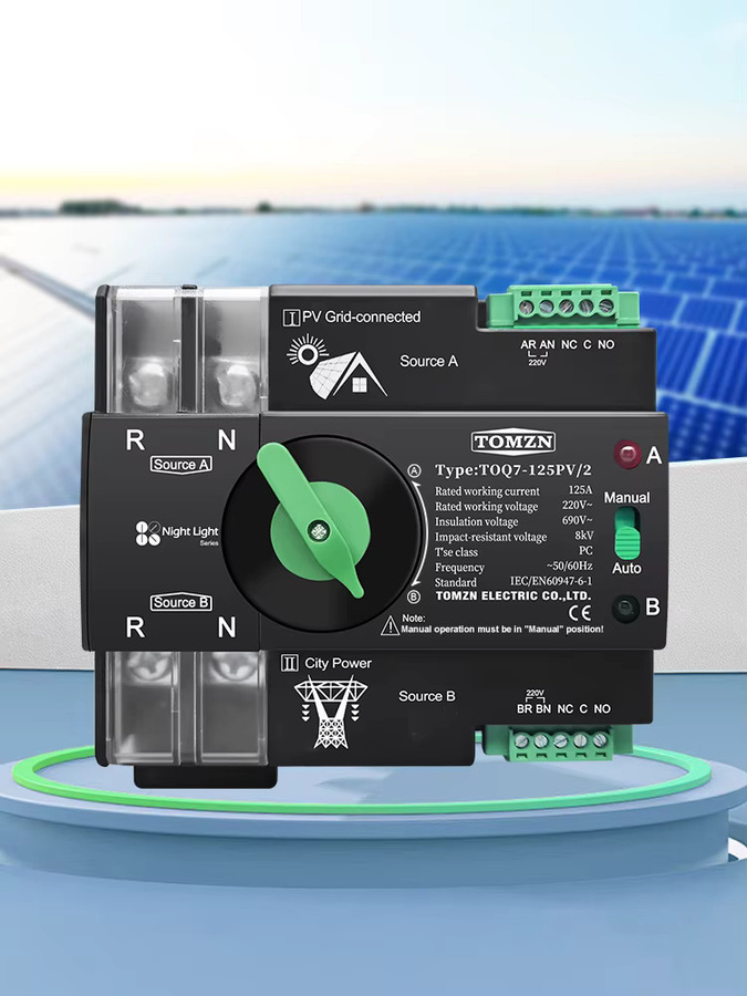 TOMZN ATS Dual Power Automatischer Umschalter für DIN-Schiene, 2P, Farbe: Schwarz - Bild 7