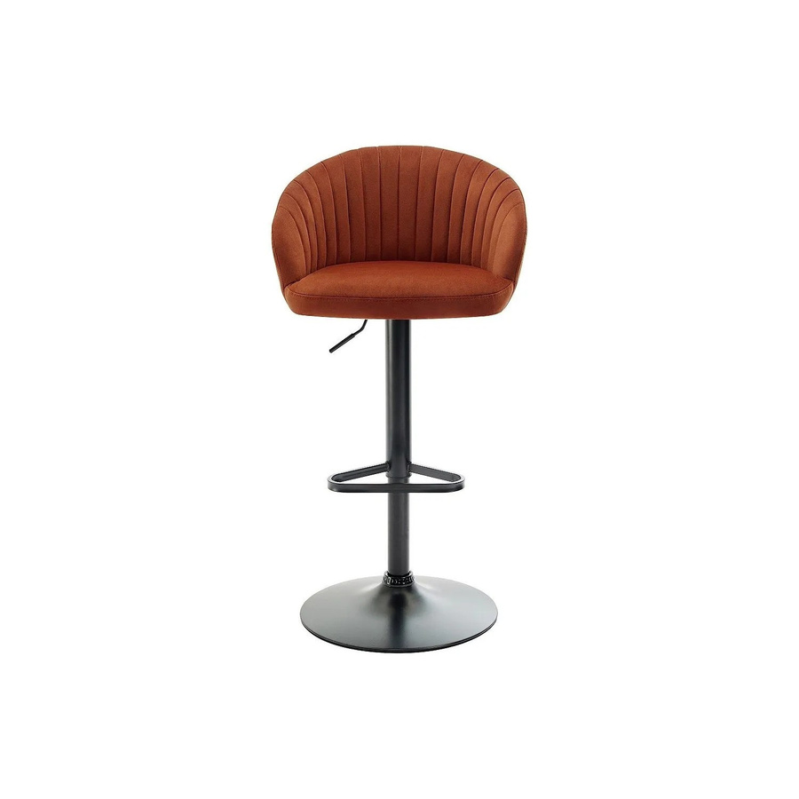 Vente-unique Barhocker Doraliz in Terracotta mit Metallgestell und Samtbezug, Höhe: 54 cm - Bild 2