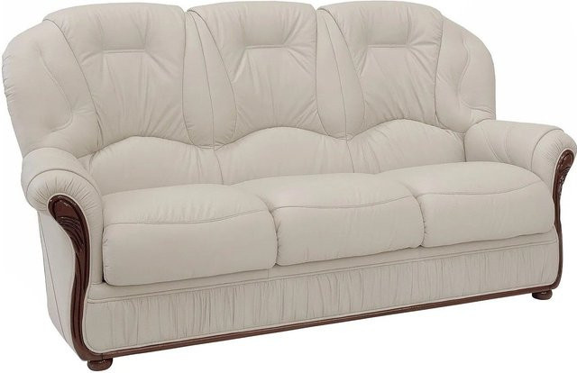 Vente-unique Sofa Daphne in Elfenbein mit Büffelleder und Armlehnen, Breite: 183 cm - Bild 1