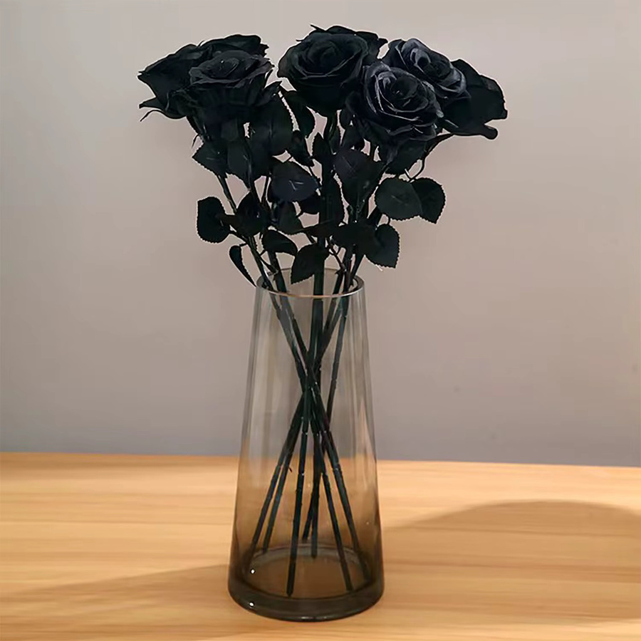 Uflower Künstliche Schwarze Rosen Bouquet aus Textil für Halloween und Gothic Dekoration - Bild 5