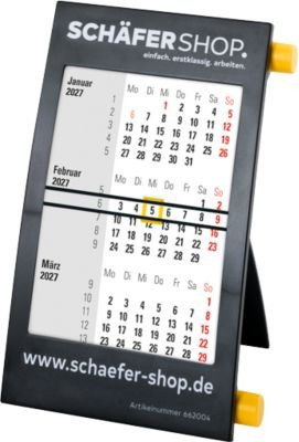 Schäfer Shop Select Tischdrehkalender 2027/2028 in Schwarz und Gelb, B: 18,0 cm, H: 11,0 cm - Bild 1