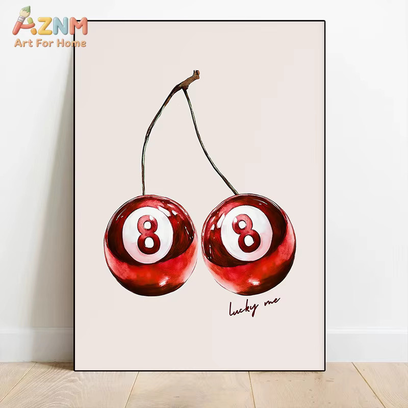 AZNM Lucky 8 Billard-Wandbild auf Leinwand mit Leopardenmuster-Aquarelldruck für deine Raumdekoration - Bild 2