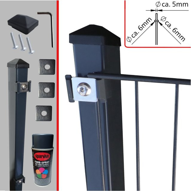 Fa-Bausysteme Doppelstabzaun Anthrazit 6-5-6 Plättchen Höhe: 163 cm, Breite: 5 m - Bild 1