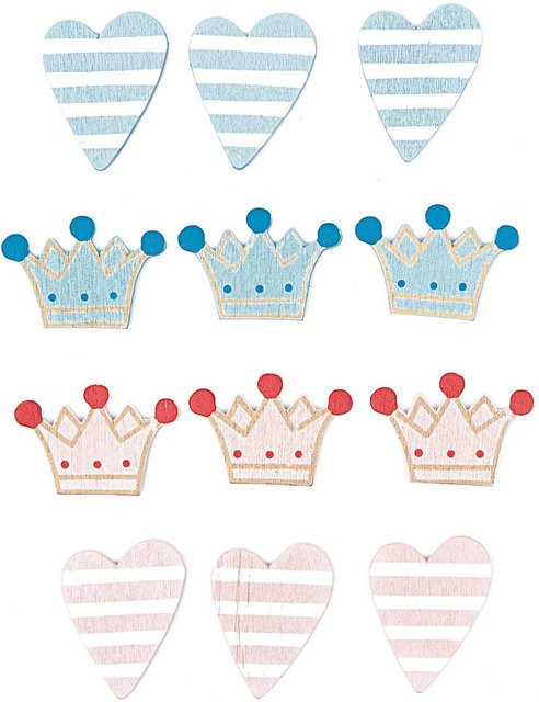 Rico Design Streu Prinz und Prinzessin aus Holz in Blau und Rosa, 12 Stück, Durchmesser: 4 cm - Bild 1