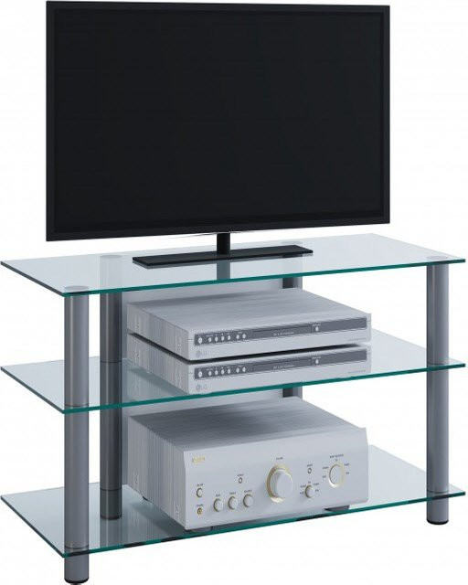 VCM TV-Rack Sindas in Silber und Transparent mit Glas und Aluminium für dein Wohnzimmer - Bild 1