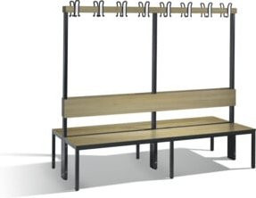 C+P Garderobenbank Basic Plus doppelseitig mit Rückenlehne, Farbe Schwarzgrau und Dekor Eiche Sereno, H 165 cm x B 196 cm x T 76 cm - Bild 1
