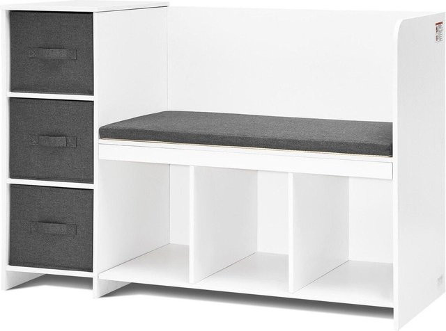 Buying Solutions MB Kinder Lese-Ecke Bank mit 6 Fächern und Sitzkissen in Weiß - Bild 1