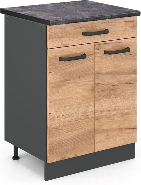 Vicco Küchenunterschrank R-Line Goldkraft Eiche Anthrazit mit Korpus, B/T/H: 60 x 46 x 81,6 cm - Bild 1