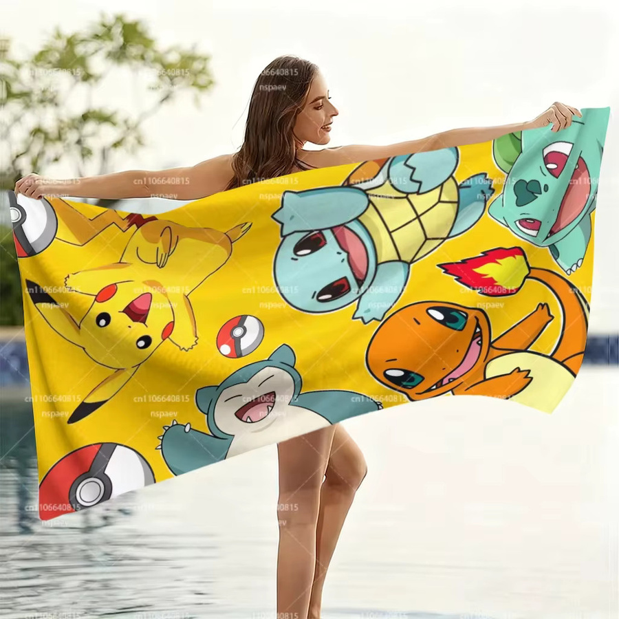 Potdemiel Pokemon Strandtuch aus Mikrofaser in Gelb mit Pikachu-Motiv, schnelltrocknend und atmungsaktiv - Bild 2