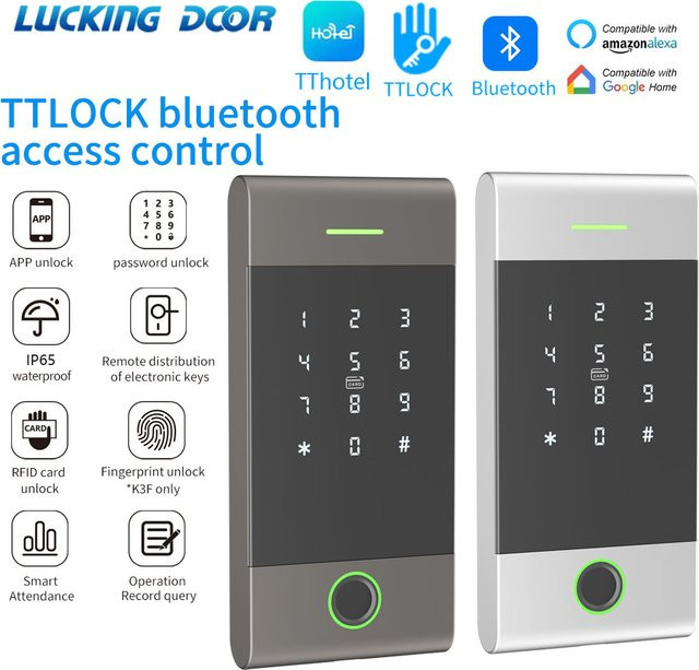 LUCKING DOOR Outdoor NFC Tastatur MJ01 mit Bluetooth, Fingerabdruck und RFID in Grau aus Aluminiumlegierung - Bild 1