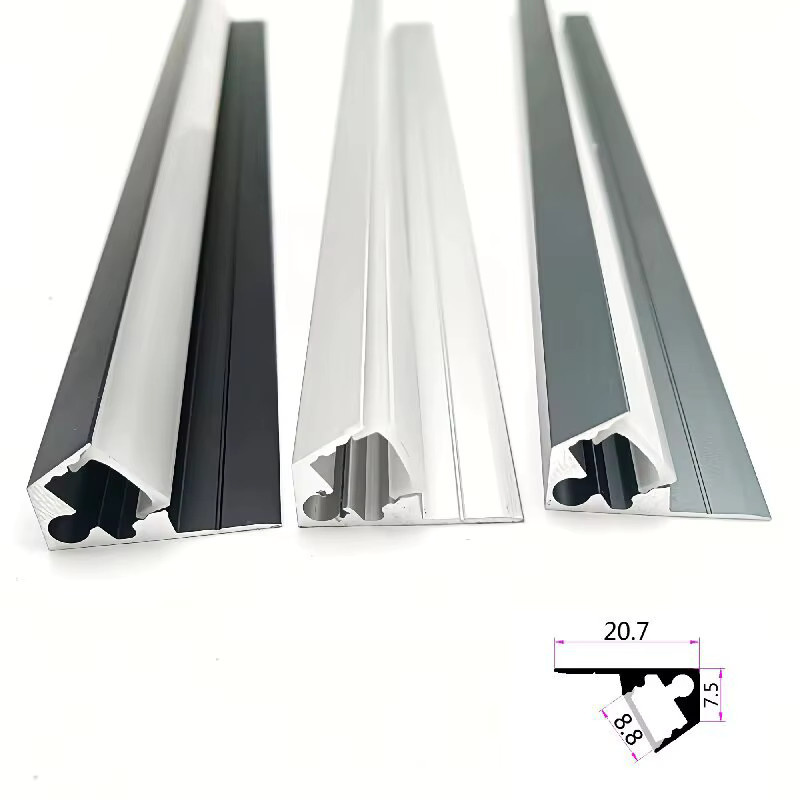 Ksdligh LED-Aluminiumprofil Schrankleuchte in Schwarz mit warmweißem COB-Licht für Küchenregale und Möbel, 45-Grad-Schrägprofil als lineare Barlampe zur Oberflächenmontage - Bild 5