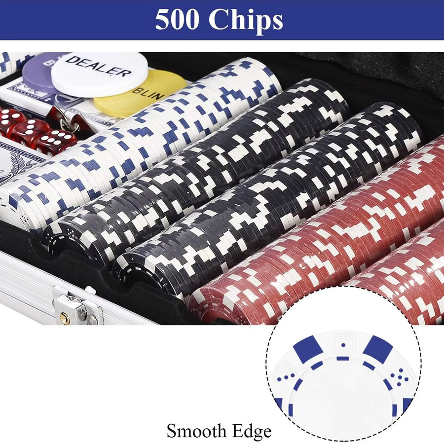 GOFLAME Poker-Set, Poker-Chips, mit Aluminium-Pokerkoffer, 500 Laser-Chips - Bild 2