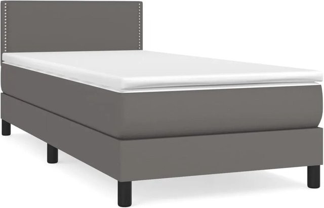 vidaXL Boxspringbett mit Matratze Hybrid-Design in Grau und Weiß, B/T/H: 80 x 200 x 88 cm - Bild 1