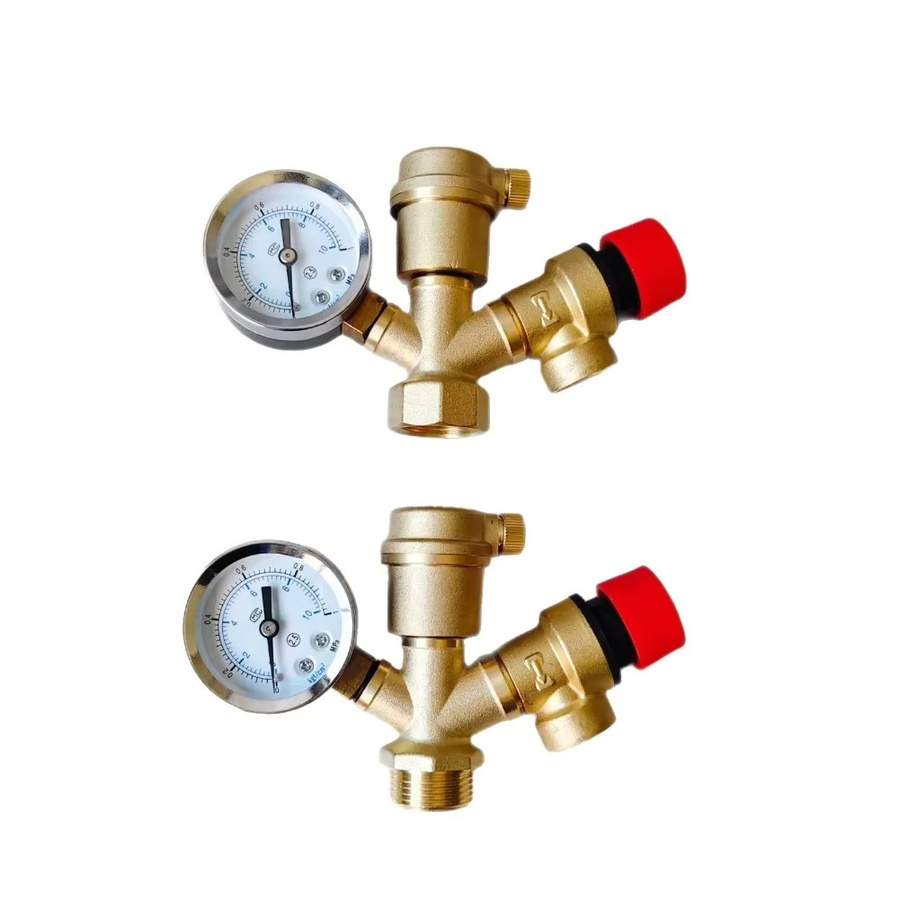 Kesselsicherheitsgruppe DN 25 aus Messing mit Manometer und Schnellentlüftungssicherheitsventil in Gold/Brassy - Bild 2