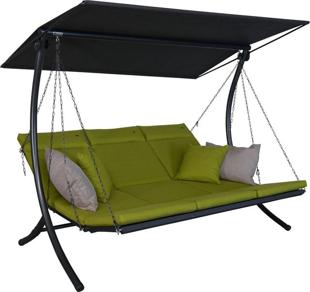 Angerer Hollywoodschaukel Swing Smart 3-Sitzer in Grün Lime mit Auflagen und Sonnendach aus Textilene und Stahl, B/T/H: 240 x 160 x 145 cm - Bild 1