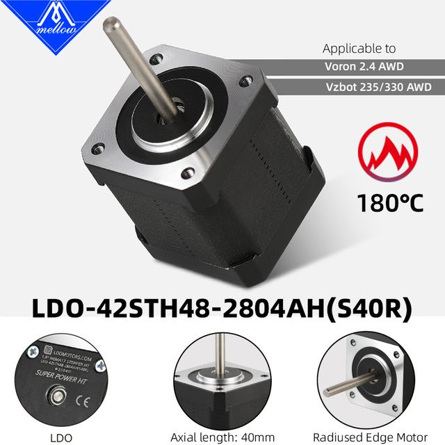 Mellow 2er-Set LDO Super Schrittmotor 42STH48-2804AH (40R) Nema 17 für 3D-Drucker Teile Voron VzBoT in Schwarz - Bild 1