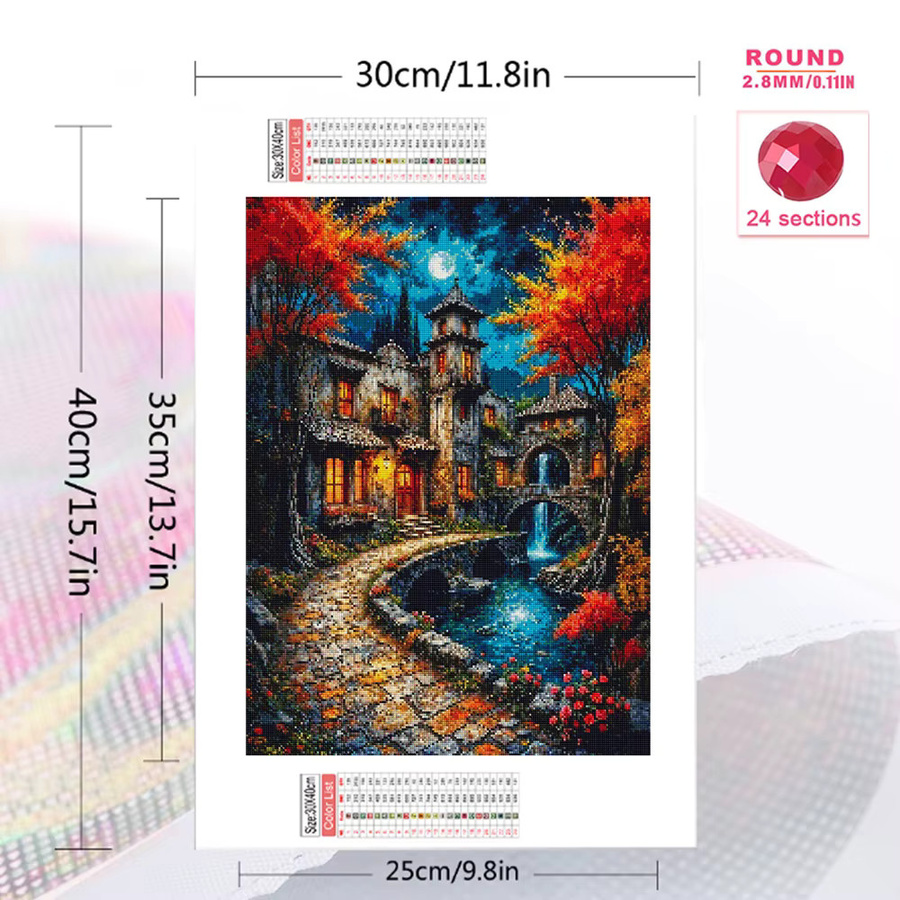 Evershine Diamant-Gemälde Landschaft mit Straße, Mosaik-Stickerei mit vollen Bohrern in Multicolour, B/H: 30 x 30 cm - Bild 2