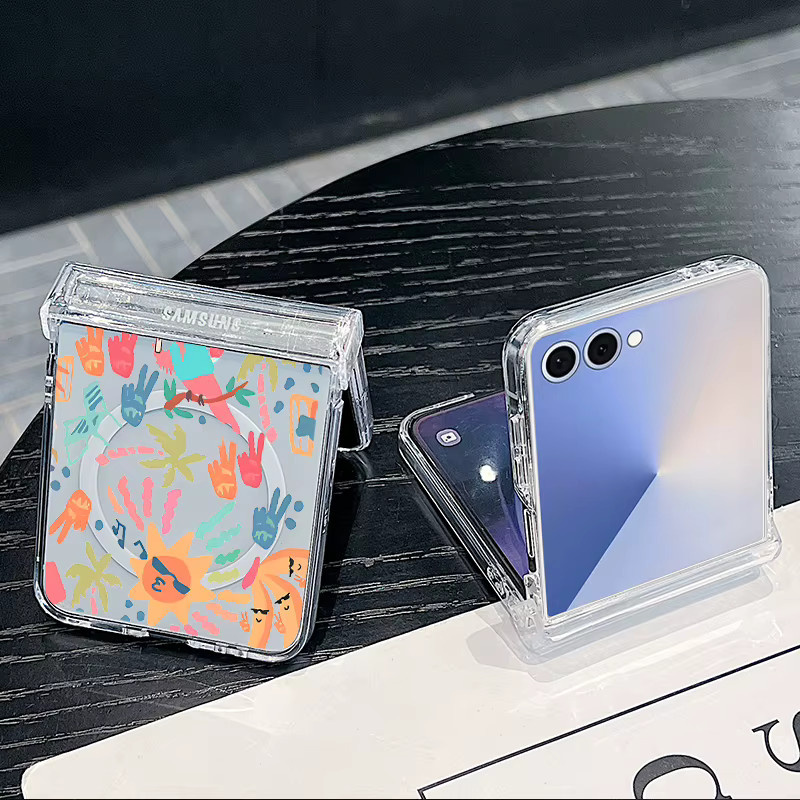 Magnetische Handyhülle mit abstraktem Kunstgemälde für Samsung Galaxy Z Flip (kompatibel mit Flip 8, 7 FE, 7, 6, 5, 4) in Transparent, Magsafe-fähig - Bild 2
