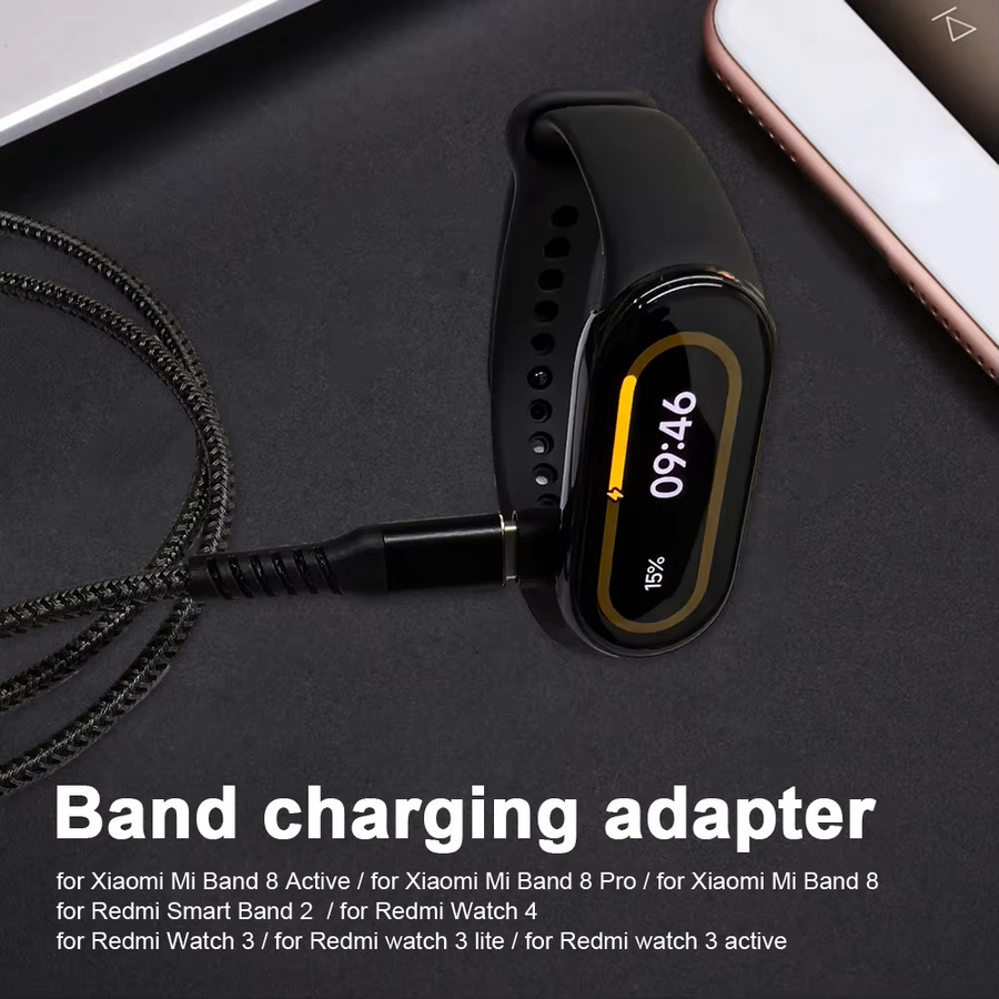 Magnetischer USB-C Ladeadapter für Xiaomi Mi Band 8, 8 Active, 8 Pro und Redmi Watch 4, 3, 3 Active in Schwarz - Bild 5