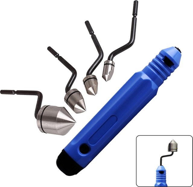 Vibratite Entgrater Werkzeug Set mit Griff und Anfasen Cutter Köpfen in Blau - Bild 1