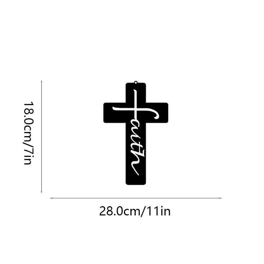 CIFBUY Metall-Glaubenskreuz Wandkunst Religiöse Dekoration in Schwarz - Bild 2