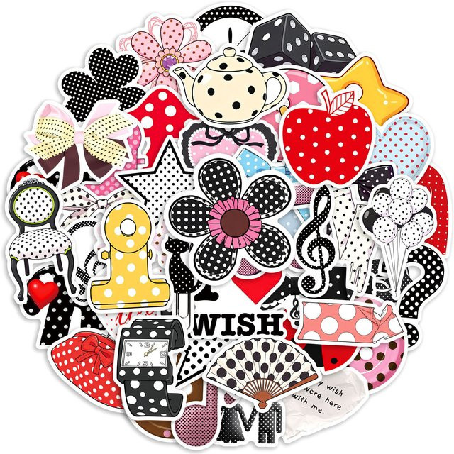 50 Stück GOGOTU Polka Dot Aufkleber im Graffiti Stil, Mehrfarbig, Dekorations-Sticker für Laptop, Kühlschrank und Gepäck - Bild 1