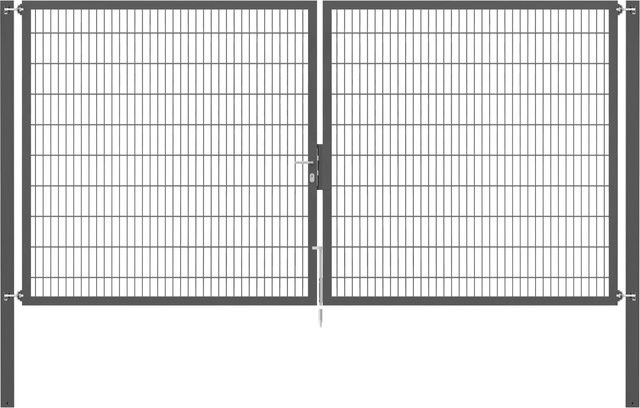 Doppeltor Flexo Plus in Anthrazit aus Stahl mit Pfosten, Breite: 400 cm, Höhe: 200 cm, Pfostenmaße: 100 x 100 cm - Bild 1