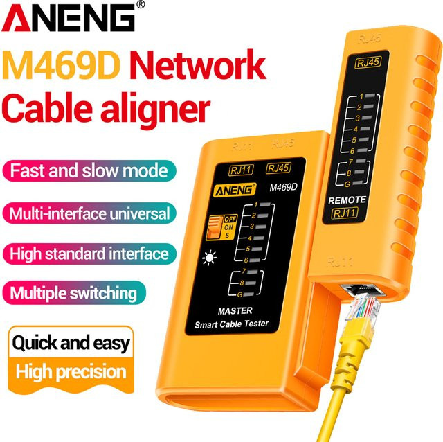 ANENG M469D Kabeltester für RJ45 RJ11 RJ12 CAT5 UTP LAN-Netzwerkwerkzeug in Schwarz - Bild 1
