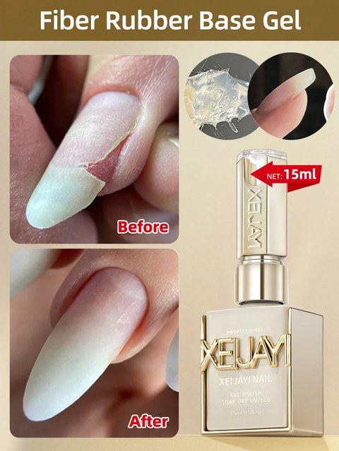 XEIJAYI Faser-Gummi-Basisgel zur Nagelstärkung, Glänzend, 2 Stück - Bild 1