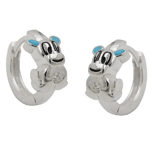 SIGO Creolen 925 Silber, Hund, hellblau, Kinder, 12x2 mm - Bild 1