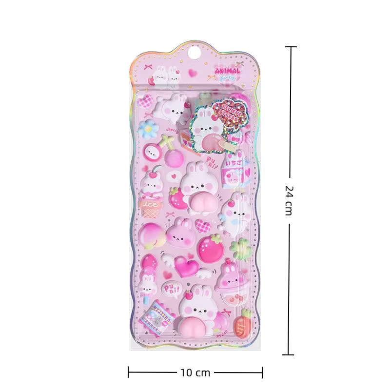 HUAHUA2026 DIY-Scrapbook-Aufkleber-Set mit 3D-Pfirsich-Tier-Design aus Resin in Multicolour zur Tagebuch-Dekoration - Bild 2