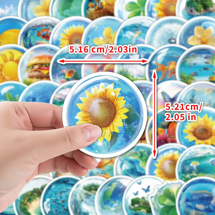 50 Blatt Kawaii Flora & Fauna Kritzelaufkleber aus wasserfestem Vinyl in Multicolour von AufnahmeYourLife Store - Bild 2