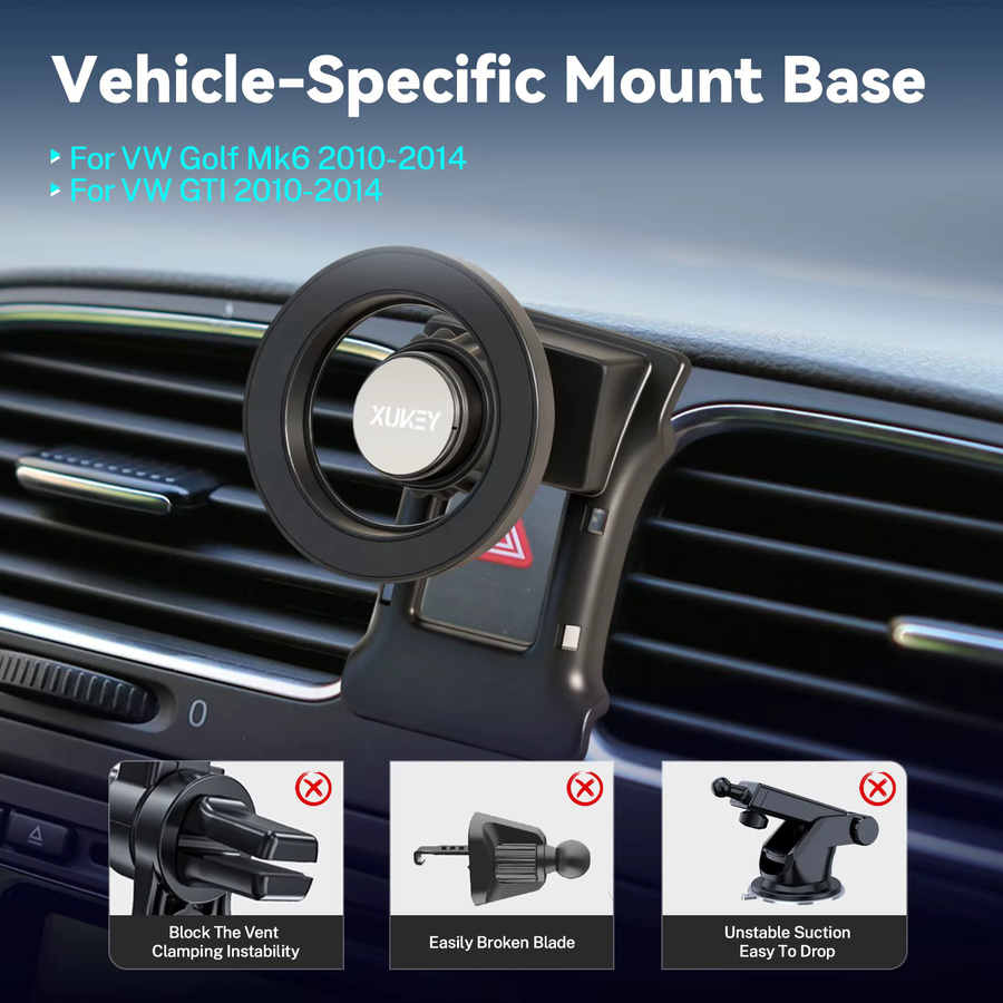 Magnetische Smartphone-Halterung für VW Golf Mk6 GTI (2010-2014), verstellbare mobile Handyhalterung in Schwarz - Bild 2