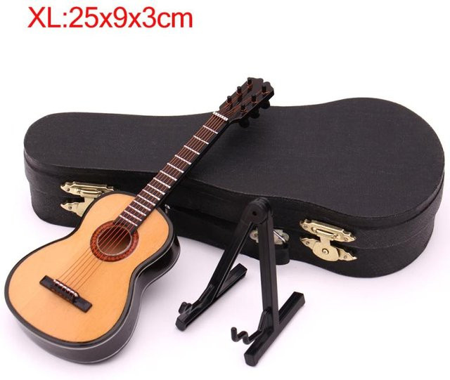 LZH3 Mini-Klassikgitarren-Miniaturmodell aus Holz mit Kofferständer in Braun, Höhe: 25 cm - Bild 1