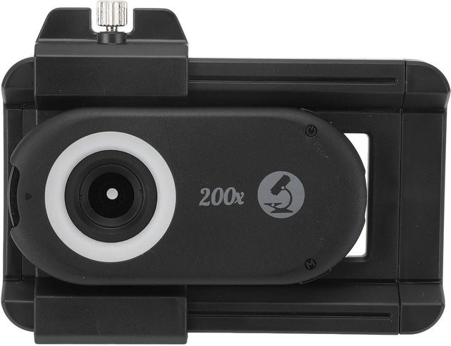 Igeteck 200X Telefon Mikroskop Objektiv mit LED Licht und CPL Filter, tragbares Clip-Mikroskop in Schwarz - Bild 1
