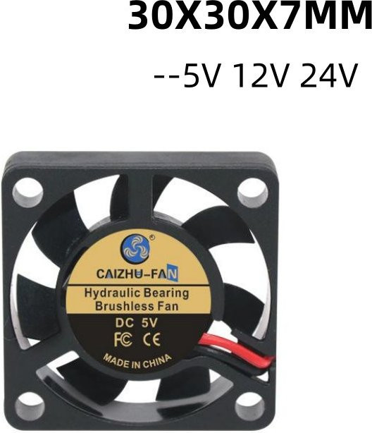 SENKAYS Lüfter Schwarz B/T/H: 30 x 30 x 7 mm DC 5V 12V 24V für 3D-Drucker und Grafikkarten 2-Draht-Ausführung - Bild 1