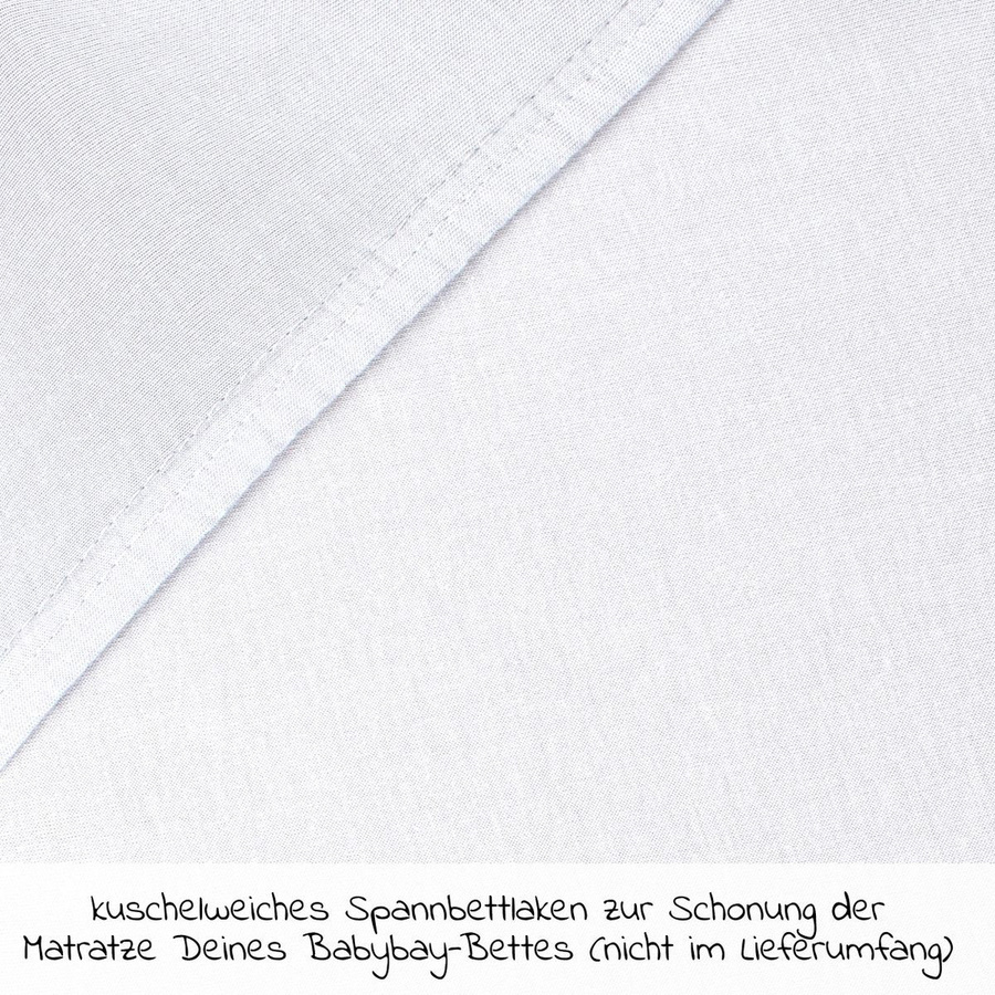 Babybay Jersey Spannbetttuch Deluxe für Beistellbett Boxspring XXL, Weiß, B/T: 89 x 50 cm - Bild 1