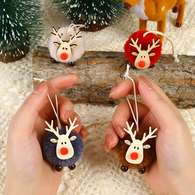 Filz Elch als Weihnachtsbaum Anhänger in Mehrfarbig für Weihnachtsdekoration und Bastelarbeiten - Bild 3