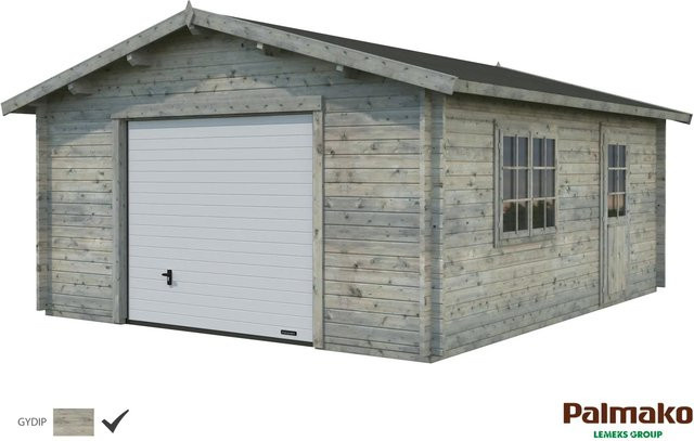 Palmako Holzgarage Roger aus Fichte mit Sektionaltor in Grau, B: 450 cm, T: 550 cm - Bild 1