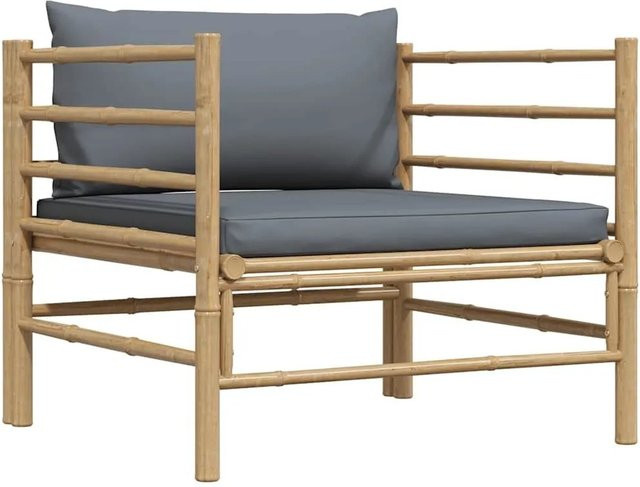 vidaXL Gartensofa aus Bambus mit dunkelgrauen Polsterkissen aus UV-beständigem Polyester - Bild 1
