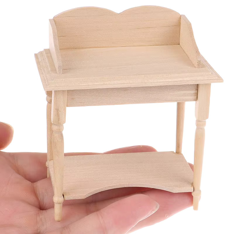 Sommer6 Miniatur-Holztisch, Möbelmodell, DIY-Puppenhaus-Zubehör - Bild 3