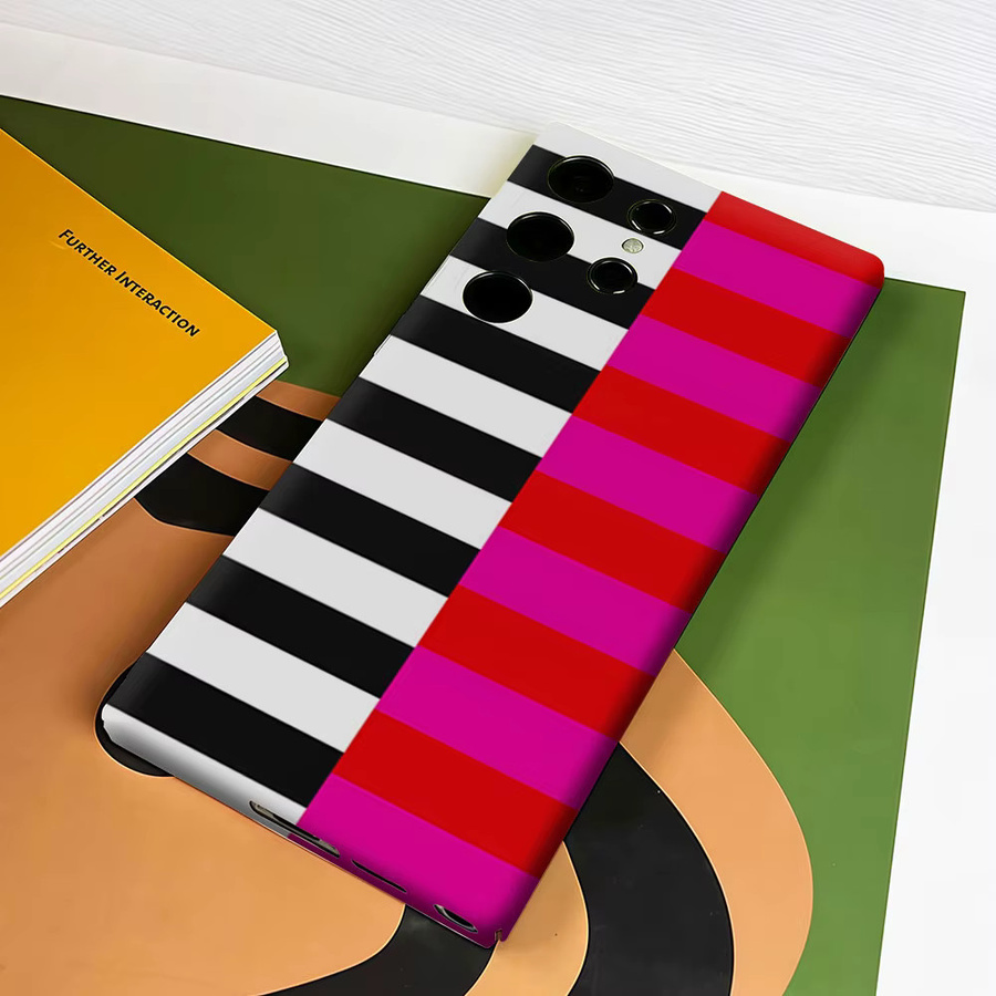 Aurbe Handyhülle für Samsung Galaxy S26 S25 S24 S23 Ultra Plus mit zweifarbigen Streifen in Rosa und Schwarz - Bild 5