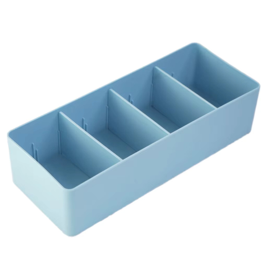 Desktop-Aufbewahrungsbox mit abnehmbaren Trennwänden in Blau für Fernbedienungen und Kosmetik - Bild 3