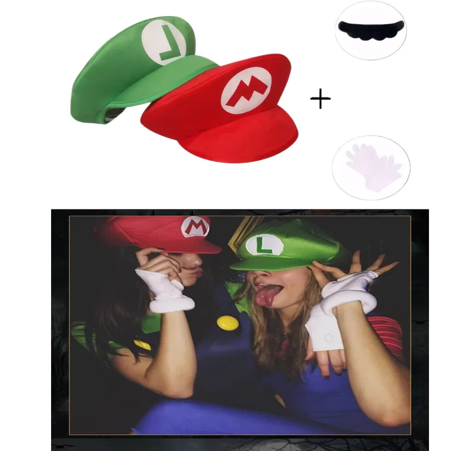 Bandai Super Mario Cosplay-Mütze mit Bart und Handschuhen, Set, Plüsch / Textil - Bild 2