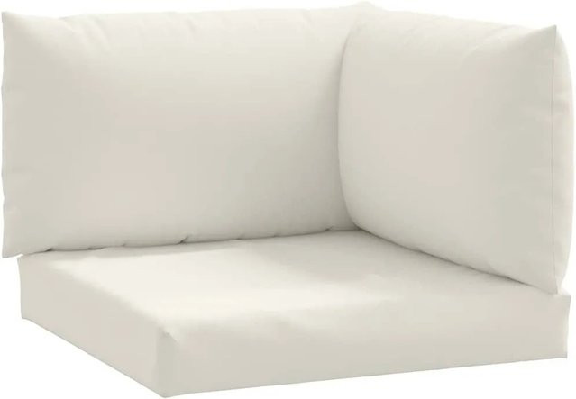 vidaXL Palettenkissen 3-teiliges Set aus Melange-Stoff in Creme, UV-beständig und mit Schaumstofffüllung - Bild 1